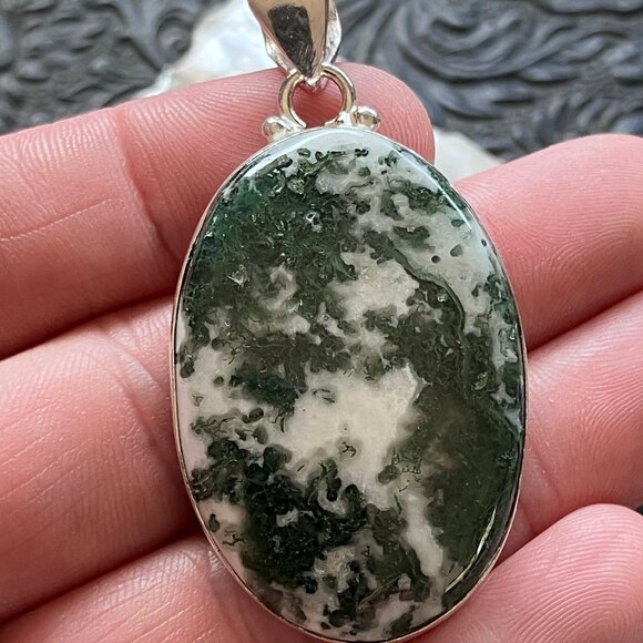 Tree or Moss Agate Stone Jewelry Crystal Pendant - Picture 6 of 7